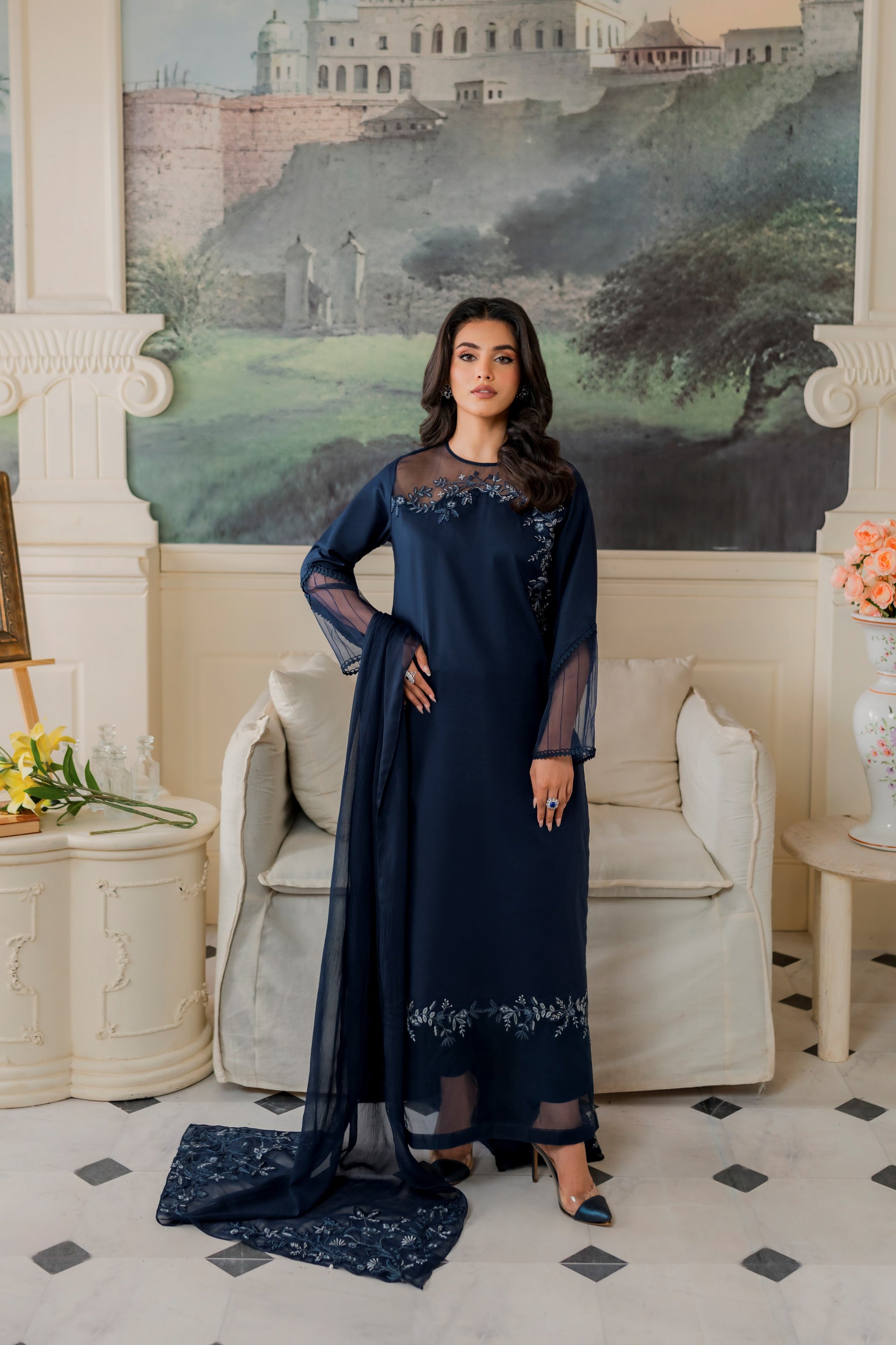 dark blue dresses pakistani Amelia-best fashion designer-pakistan-lahore